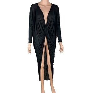 Audrey Black Twist-Front Long Sleeve Cover-Up